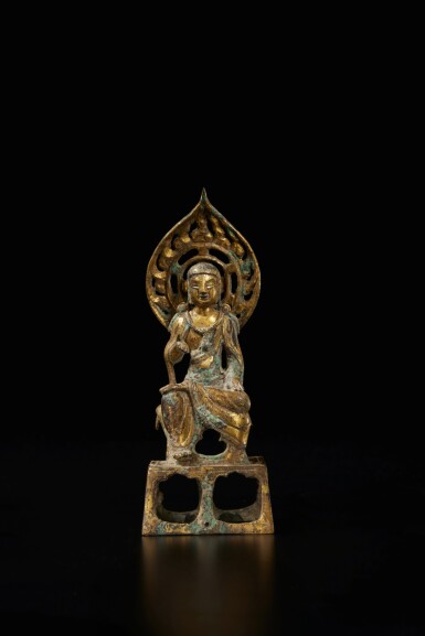 View full screen - View 1 of Lot 323. A gilt-bronze figure of a seated bodhisattva, Sui / Tang dynasty.