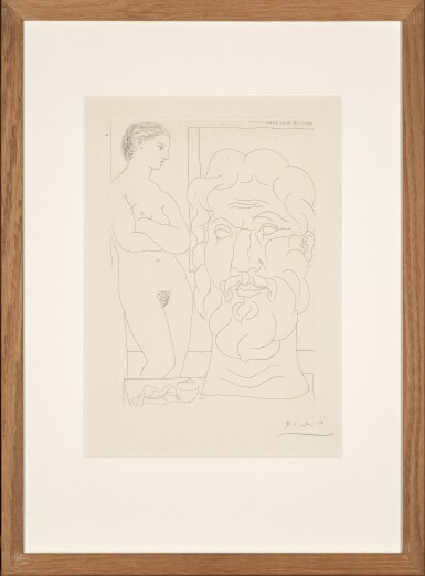 View full screen - View 1 of Lot 101. Marie-Thérèse se regardant un autoportrait sculpté du sculpteur, from la suite Vollard (B. 170; Ba. 323).