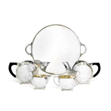 View full screen - View 1 of Lot 126. A four-piece Art Deco silver tea and coffee service, J.S. Ltd., Birmingham, 1937 / 1938.