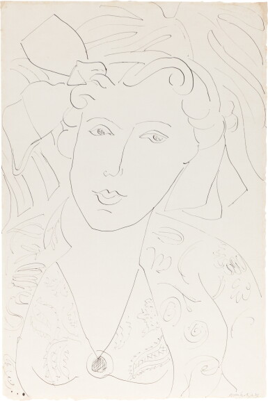 View full screen - View 1 of Lot 123. Portrait de femme au médaillon ou Femme au médaillon.