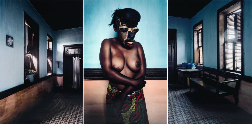 View full screen - View 1 of Lot 31. LEONCE RAPHAEL AGBODJELOU | UNTITLED TRIPTYCH, DEMOISELLES DE PORTO NOVO SERIES, 2012.
