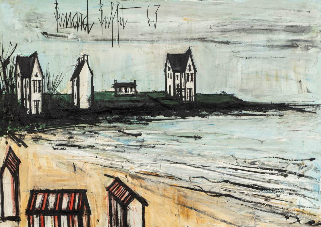 View full screen - View 1 of Lot 32. Maisons et cabanes sur une plage bretonne .