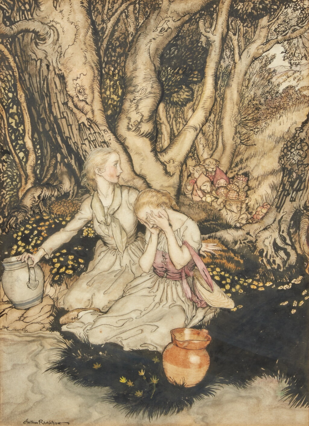 View full screen - View 1 of Lot 303. Arthur Rackham | Original illustration for Goblin Market ("Look, Lizzie..."), 1933.