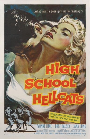 View full screen - View 1 of Lot 168. HIGH SCHOOL HELLCATS (1958) POSTER, US.