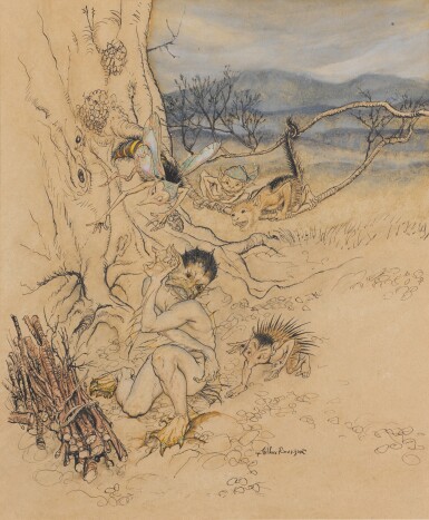 View full screen - View 1 of Lot 285. Arthur Rackham | Original illustration for The Tempest (For every trifle are they set upon me).