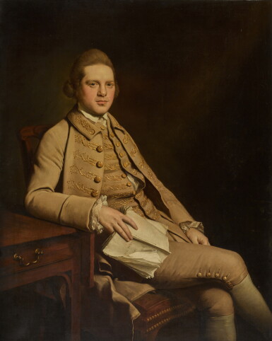 View full screen - View 1 of Lot 46. Portrait of Joseph Nash (d. 1782), three-quarter length, seated on a chair with a mahogany table to the side.