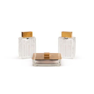 View full screen - View 1 of Lot 46. Two bottles and a powder case, circa 1930 | Deux flacons de parfum et poudrier, vers 1930.