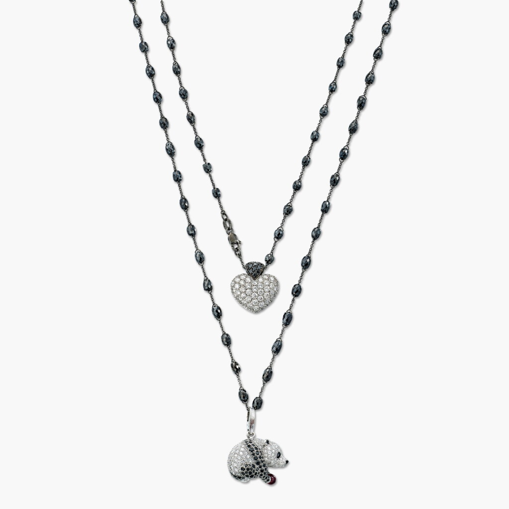 View full screen - View 1 of Lot 1408. Black Diamond and Diamond Pendent Necklace | 卡地亞 及de Grisogono | 黑色鑽石 配 鑽石 掛墜項鏈.