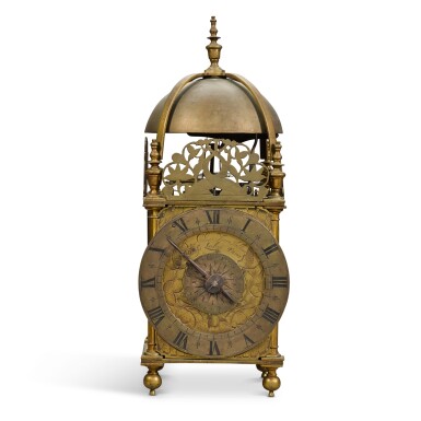 View full screen - View 1 of Lot 33. A Commonwealth period brass lantern clock with alarm, Peter Closon, London, circa 1655.