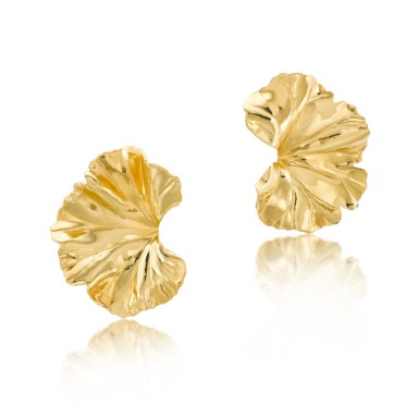 View full screen - View 1 of Lot 11. Pair of Ear Clips 'Geranium' .