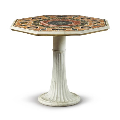 View full screen - View 1 of Lot 66. An Italian antique marble inlaid octagonal table, Rome, early 17th century.