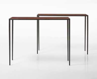 View full screen - View 1 of Lot 70. JEAN-MICHEL FRANK | PAIR OF CONSOLE TABLES.