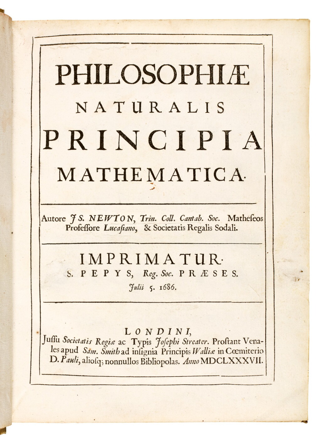 View full screen - View 1 of Lot 74. Newton, Philosophiae naturalis principia mathematica, London, 1687, contemporary vellum.