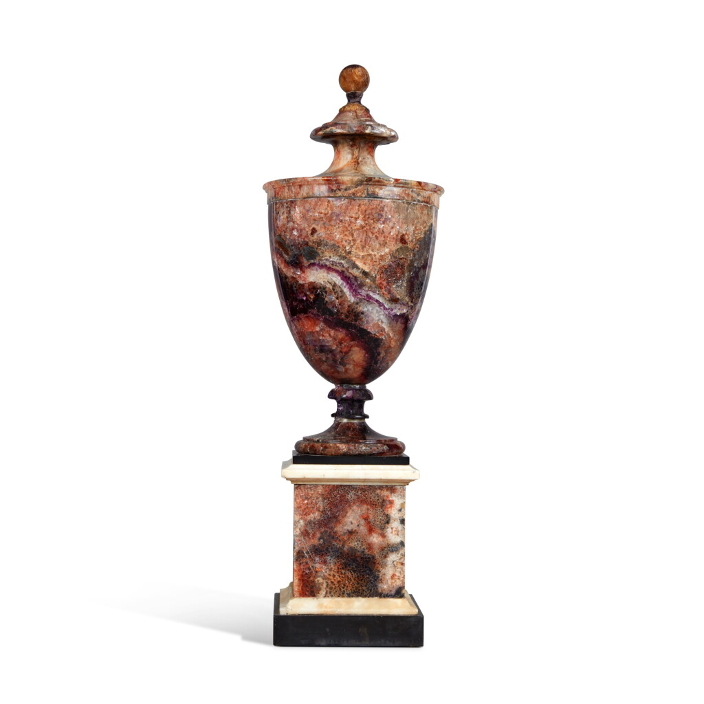 View full screen - View 1 of Lot 110. A Large George III Derbyshire Blue John, White and Ashford Marble Vase, late 18th Century.