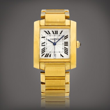 View full screen - View 1 of Lot 8668. Tank Française, Reference 1840 A yellow gold bracelet watch with date, Circa 2000 | 卡地亞 | Tank Française 型號1840 | 黃金鏈帶腕錶,備日期顯示,約2000年製.