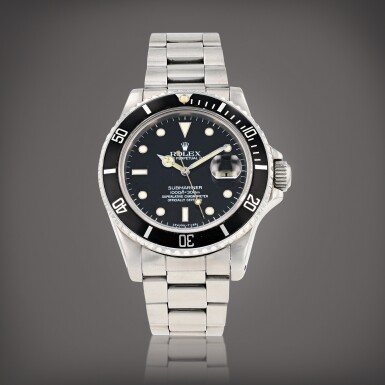 View full screen - View 1 of Lot 165. 'Spider' Submariner, reference 16800 Montre bracelet en acier avec date | Stainless steel wristwatch with date and bracelet Vers 1984 | Circa 1984.