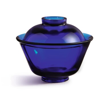 View full screen - View 1 of Lot 1012. A SAPPHIRE-BLUE GLASS BOWL AND COVER, QING DYNASTY, 18TH / 19TH CENTURY.