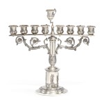 A GERMAN SILVER HANUKAH LAMP, LAZARUS POSEN, FRANKFURT, EARLY 20TH CENTURY