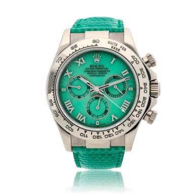 View full screen - View 1 of Lot 3. Rolex Reference 116519 'Daytona Beach' A white gold automatic chronograph wristwatch, Circa 2001.