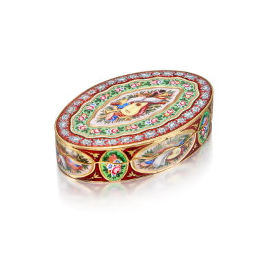 View full screen - View 1 of Lot 103. An Oval Gold and Enamel Snuff Box for the Ottoman Market, Geneva, circa 1830.