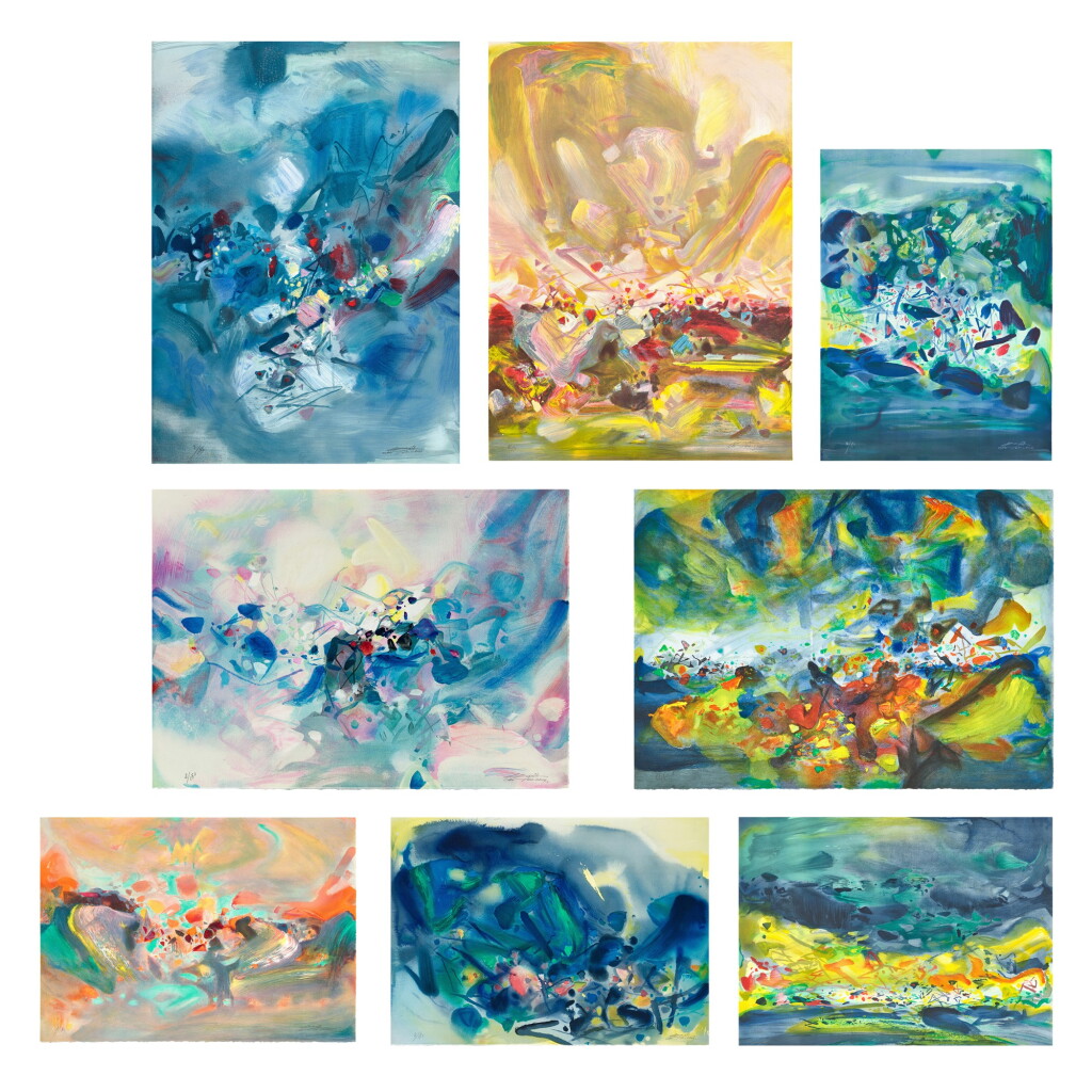 View full screen - View 1 of Lot 562. Chu Teh-Chun 朱德群 | Composition (8 works) 構成(八件).