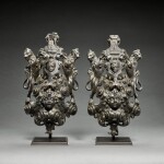 Workshop of Niccolò Roccatagliata and Sebastiano Nicolini | Italian, Venice, first third 17th century | Pair of Ornaments with Lions Rampant and Putto Masks