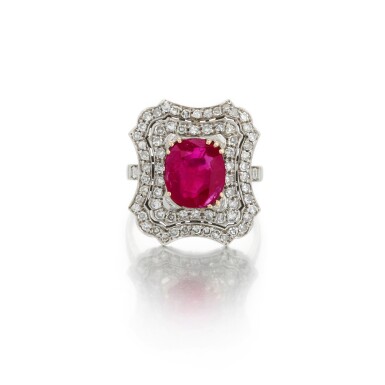 View full screen - View 1 of Lot 57. Ruby and diamond ring (Anello con rubino e diamanti).