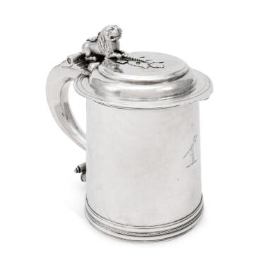 View full screen - View 1 of Lot 198. A Silver Tankard, probably Bermuda or Jamaica, maker's mark ?NQ, Circa 1700.