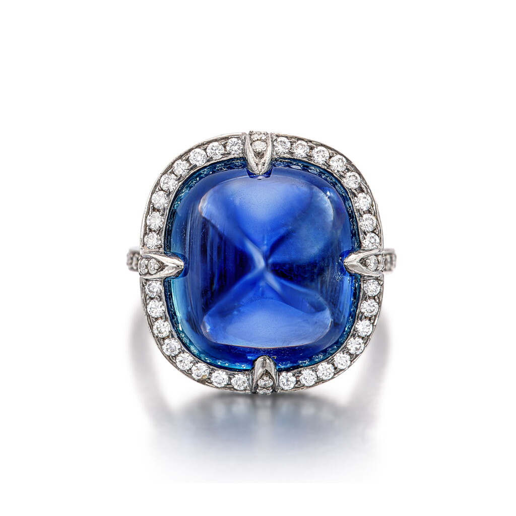 View full screen - View 1 of Lot 1923. Sapphire and Diamond Ring | 23.08克拉 天然「緬甸」未經加熱藍寶石 配 鑽石 戒指.