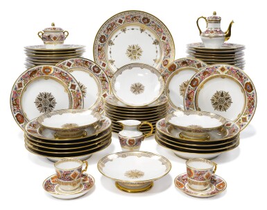 View full screen - View 1 of Lot 241. A SEVRES-STYLE HUNTING (LE SERVICE DE CHASSE DE FONTAINEBLEAU) TYPE PART DINNER-SERVICE, LATE 19TH CENTURY.