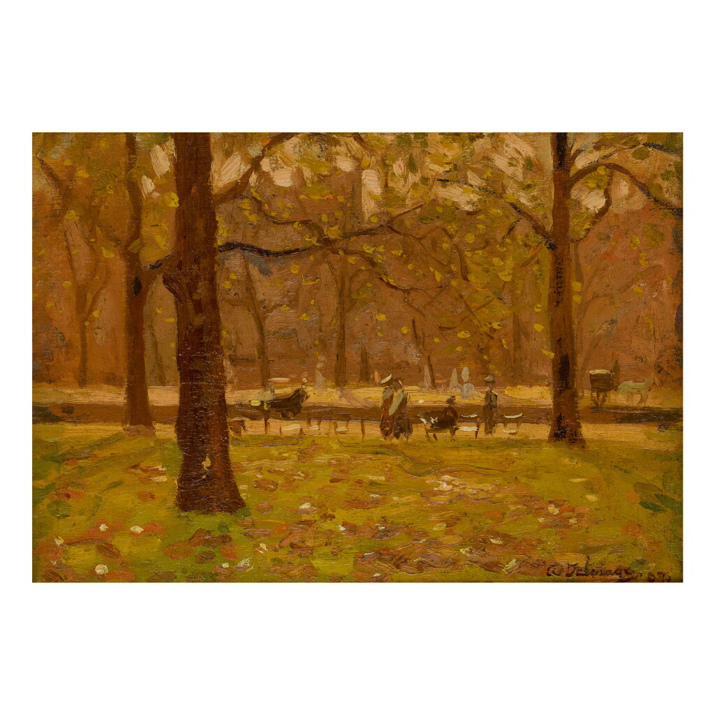 View full screen - View 1 of Lot 132. ALGERNON TALMAGE | GLITTERING LEAVES IN HYDE PARK, LONDON .