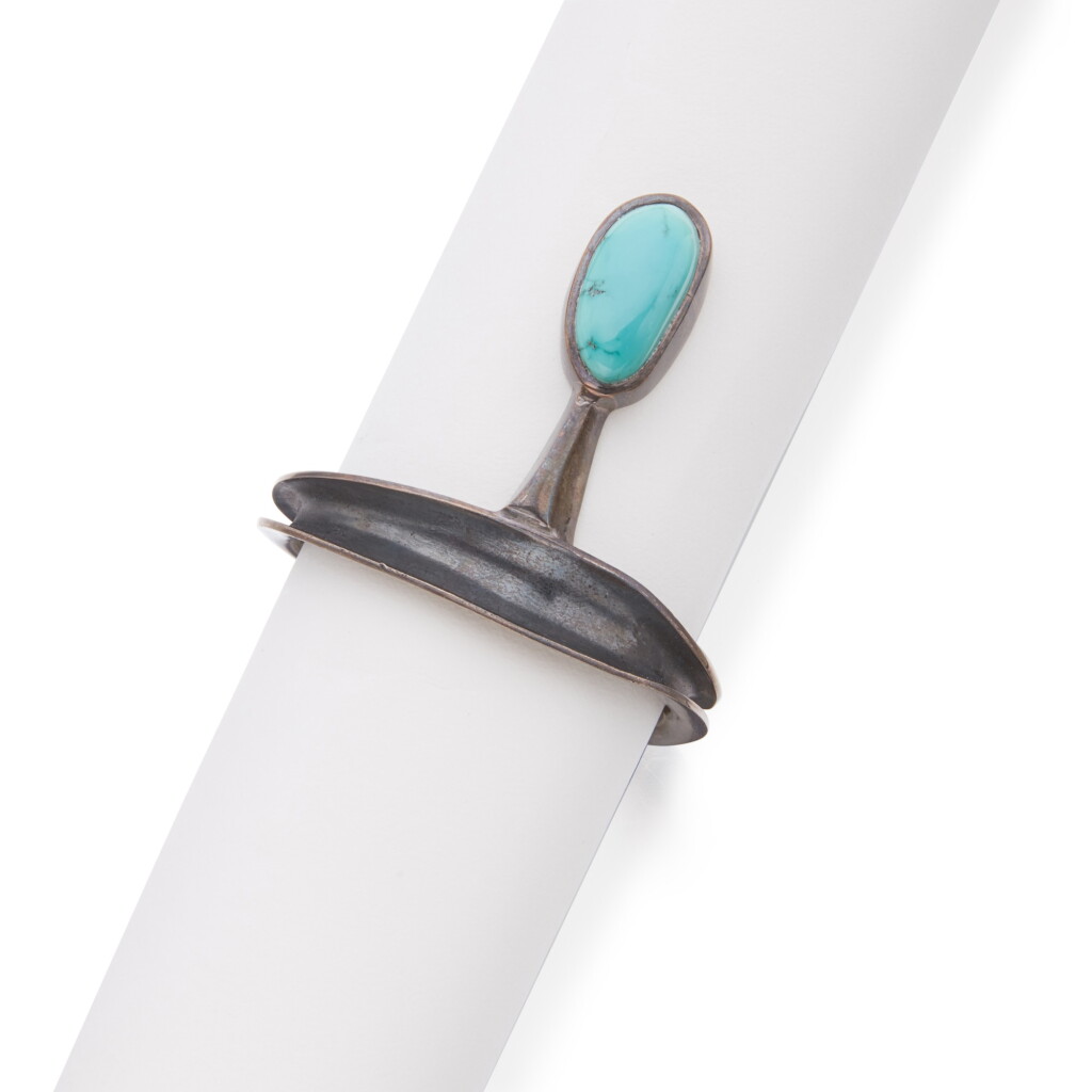View full screen - View 1 of Lot 371. Silver and Turquoise Cuff-Bracelet.