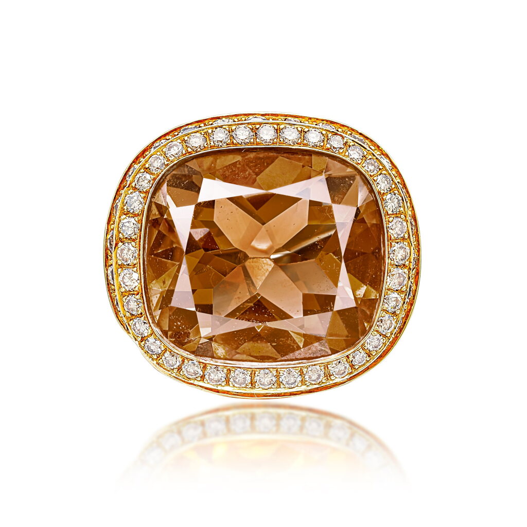 View full screen - View 1 of Lot 1779. CITRINE AND DIAMOND RING | ADLER | 黃水晶 配 鑽石 戒指.