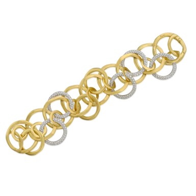 View full screen - View 1 of Lot 158. Gold and Diamond Bracelet.