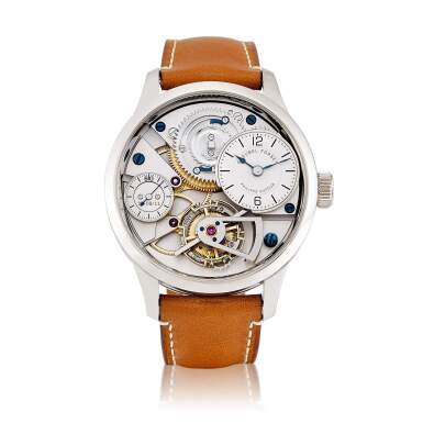 View full screen - View 1 of Lot 2268. Le Garde Temps- Naissance d'Une Montre Project, "Montre École” | A brand new limited edition white gold semi-skeletonised tourbillon wristwatch, Circa 2016 | Greubel Forsey, Philippe Dufour 及 Michel Boulanger | Le Garde Temps- Naissance d'Une Montre Project, "Montre École” | 全新限量版白金半鏤空陀飛輪腕錶,約2016年製 .