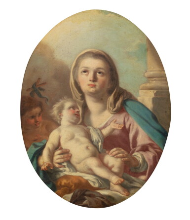 View full screen - View 1 of Lot 90. Virgin and Child with St John the Baptist | Vierge à l'Enfant et saint Jean-Baptiste.