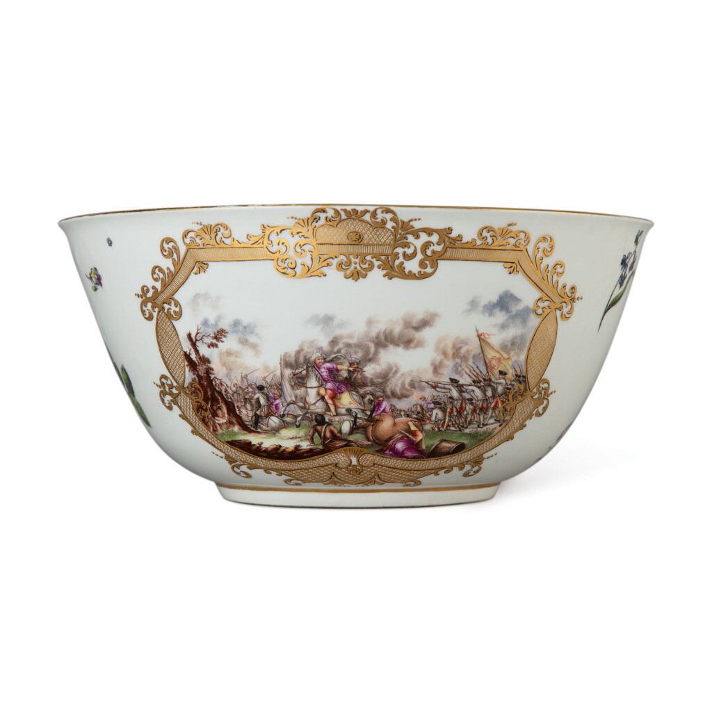 View full screen - View 1 of Lot 563. A MEISSEN LARGE BOWL THE PORCELAIN, CIRCA 1745, THE DECORATION LATER.