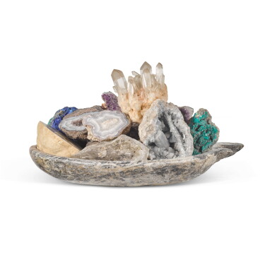 View full screen - View 1 of Lot 21. A large marble bowl containing minerals.