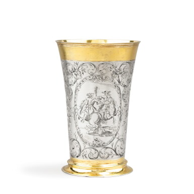 View full screen - View 1 of Lot 212. A German parcel-gilt silver beaker, Johann Sigmund Abrell, Augsburg, circa 1660.