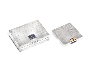 View full screen - View 1 of Lot 322. A jewelled silver vanity case, Alfred Ernst Neighbour, London, 1936.