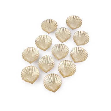 View full screen - View 1 of Lot 145. A Set of Twelve American Silver Narraganset Pattern Shell Salts, Gorham Mfg. Co., Providence, RI, Circa 1885.