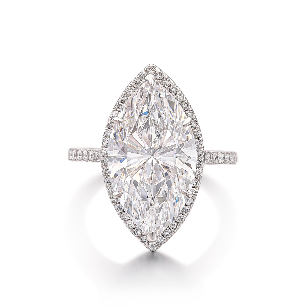 View full screen - View 1 of Lot 1844. Diamond Ring | 7.28克拉 欖尖形 D色 内部無瑕 鑽石戒指.