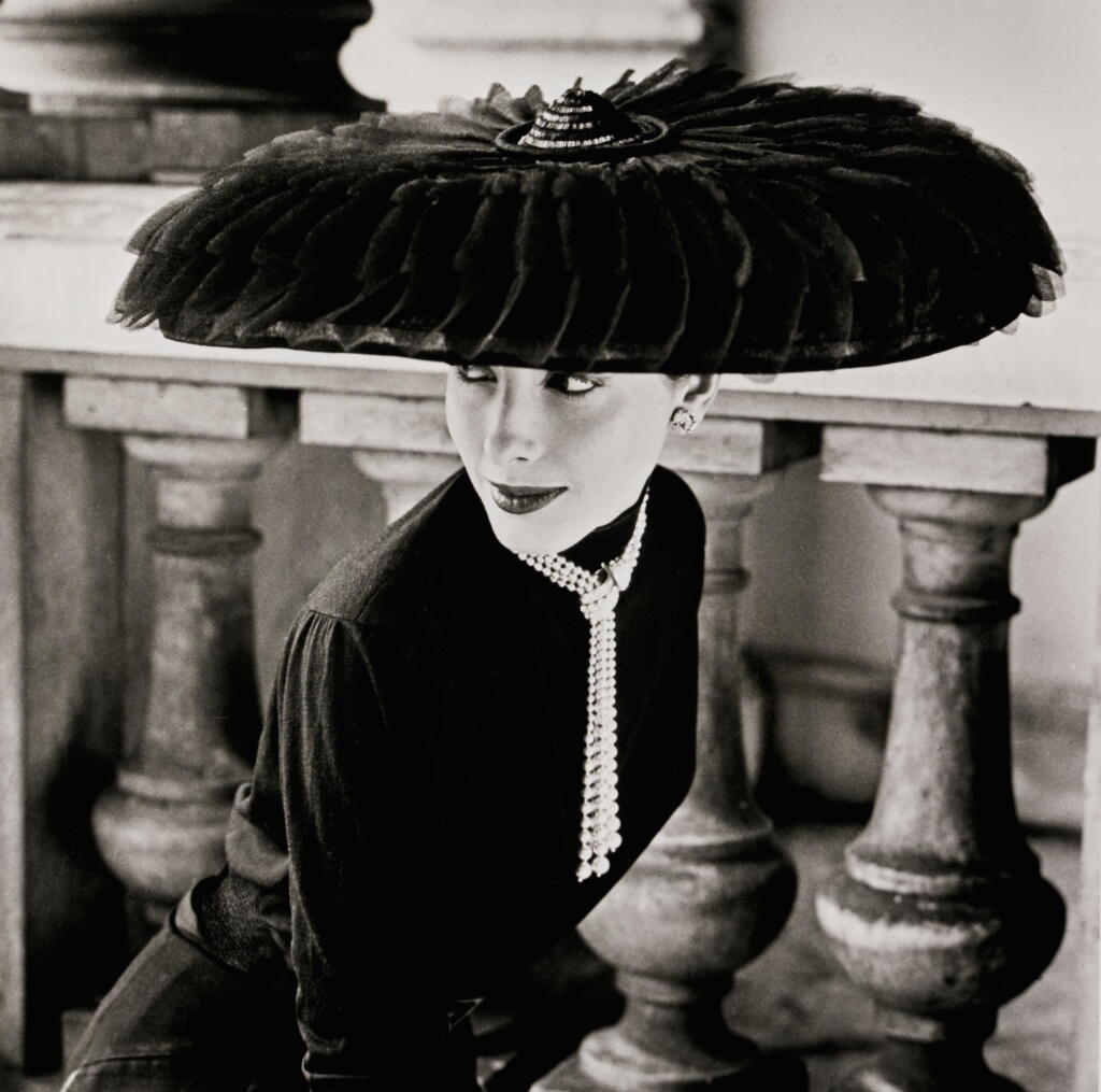 View full screen - View 1 of Lot 8. NORMAN PARKINSON | 'LE GROUX SOEURS HAT, VOGUE', 1952.