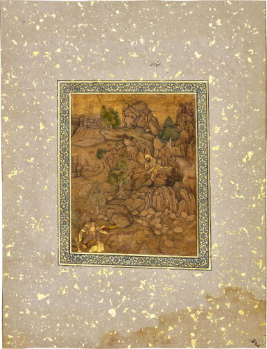 View full screen - View 1 of Lot 608. Rustam Kicking Aside the Rock, India, Mughal, second half 17th century .