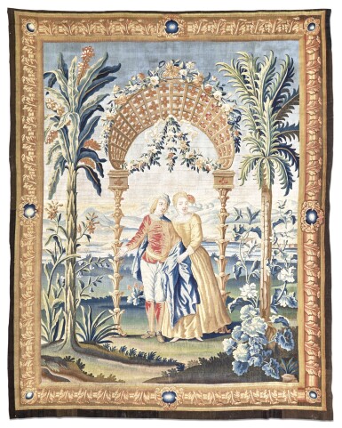 View full screen - View 1 of Lot 76. A German Pastoral Tapestry, possibly Berlin, woven by the Workshop of Charles Vigne, early 18th century.