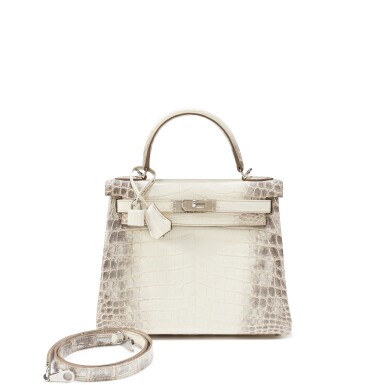 View full screen - View 1 of Lot 573. Blanc Matte Niloticus Crocodile Himalaya Kelly 28 Retourné Palladium Hardware, 2022.