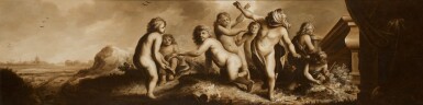 View full screen - View 1 of Lot 38. CIRCLE OF MOYSES VAN WTENBROUCK | A group of putti in a landscape playing blind man's bluff.
