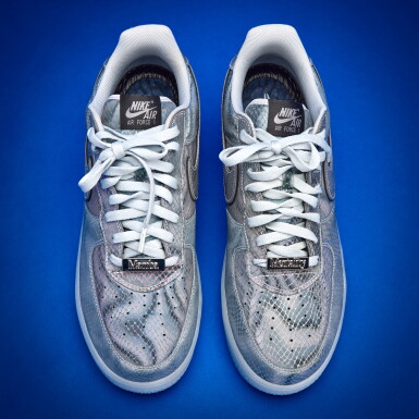 View full screen - View 1 of Lot 27. Stephen Curry 2025-2026 Tunnel Worn Nike Air Force 1 Protro Kobe 'Lenticular'.