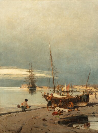 View full screen - View 1 of Lot 104. A Greek harbor | Port Grec.