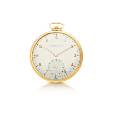 View full screen - View 1 of Lot 58. A PINK GOLD OPEN FACED WATCH, CIRCA 1960.